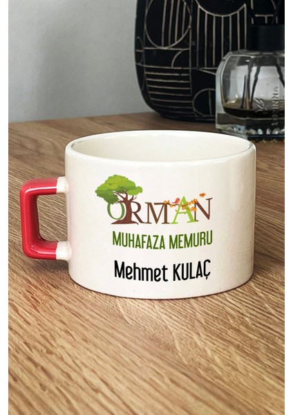Kişiye Özel Orman Muhafaza Memuru Lüks Fincan Turuncu