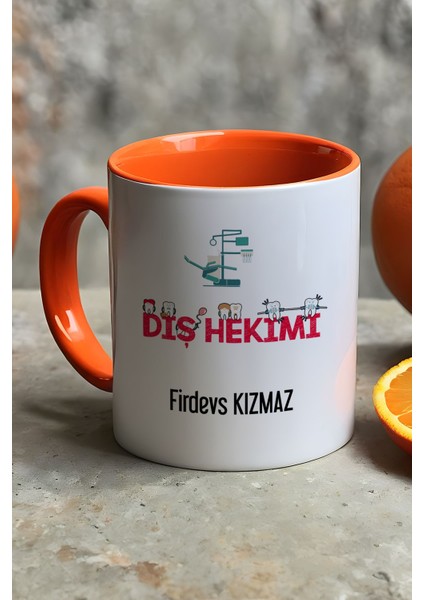 Kişiye Özel Diş Hekimi Kupa Bardak Turuncu Diş Hekimleri Günü Hediyesi fiyatları