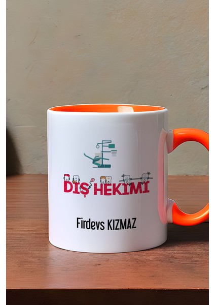 Kişiye Özel Diş Hekimi Kupa Bardak Turuncu Diş Hekimleri Günü Hediyesi modelleri