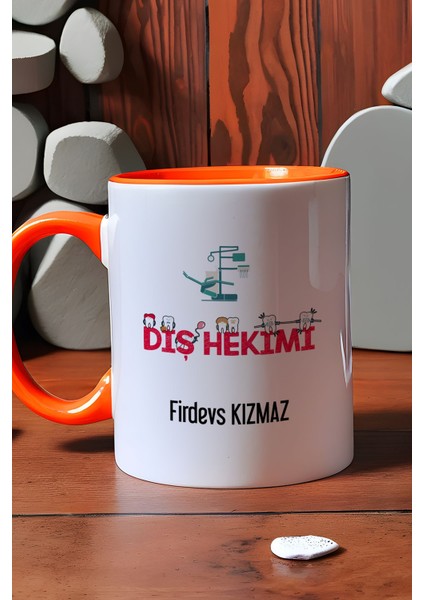 Kişiye Özel Diş Hekimi Kupa Bardak Turuncu Diş Hekimleri Günü Hediyesi indirimleri
