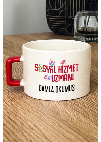 Kişiye Özel Sosyal Hizmet Uzmanı Lüks Fincan Kırmızı