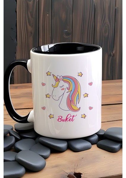 Kişiye Özel Unicorn Kupa Bardak Siyah Kız Çocuğa Doğum Günü Hediyesi fiyatları