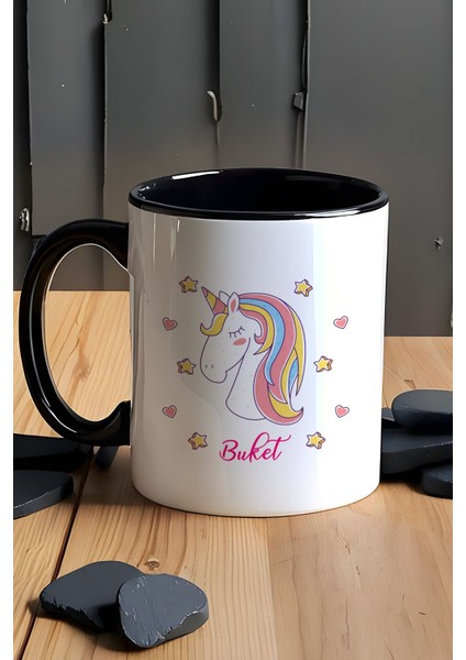 Kişiye Özel Unicorn Kupa Bardak Siyah Kız Çocuğa Doğum Günü Hediyesi fırsatları