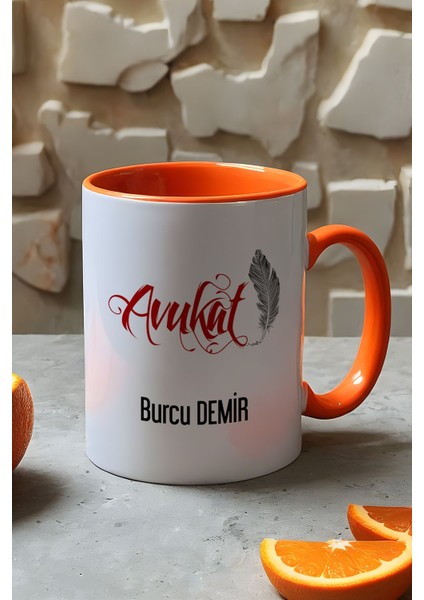 Kişiye Özel Avukat Kupa Bardak Turuncu Avukatlar Günü Hediyesi