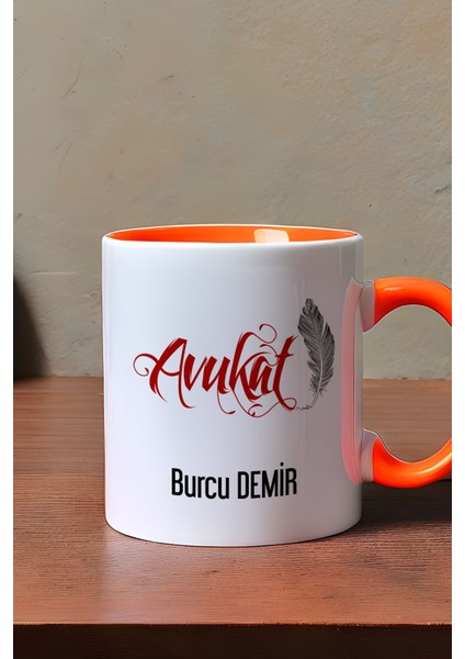 Kişiye Özel Avukat Kupa Bardak Turuncu Avukatlar Günü Hediyesi