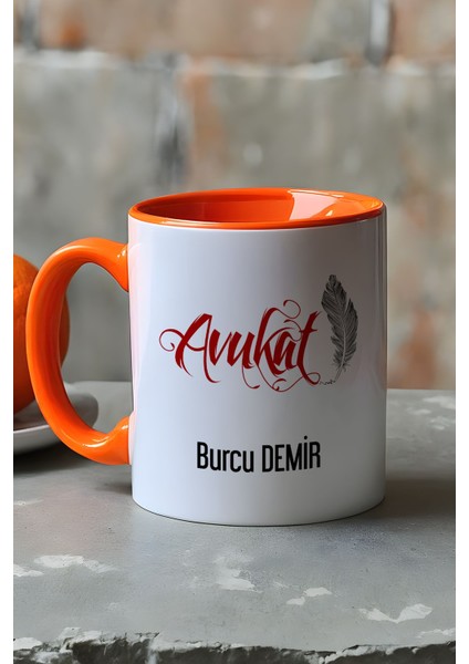 Kişiye Özel Avukat Kupa Bardak Turuncu Avukatlar Günü Hediyesi