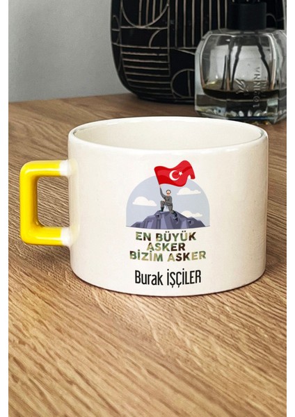 Kişiye Özel En Büyük Asker Lüks Fincan Sarı Askere Hediye