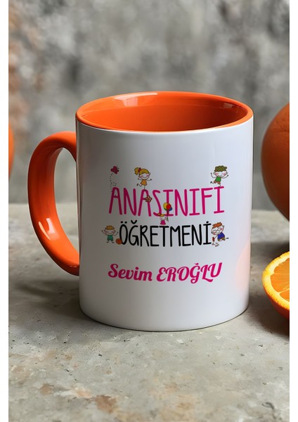 Kişiye Özel Anasınıfı Öğretmeni -2- Kupa Bardak Turuncu Öğretmenler Günü Hediyesi fiyatları