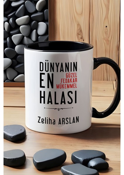 Kişiye Özel Halaya Hediye Kupa Bardak Siyah Halaya Doğum Günü Hediyesi