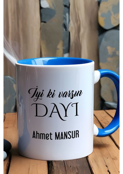 Kişiye Özel Iyi Ki Varsın Dayı Kupa Bardak Mavi Doğum Günü Hediyesi fiyatları