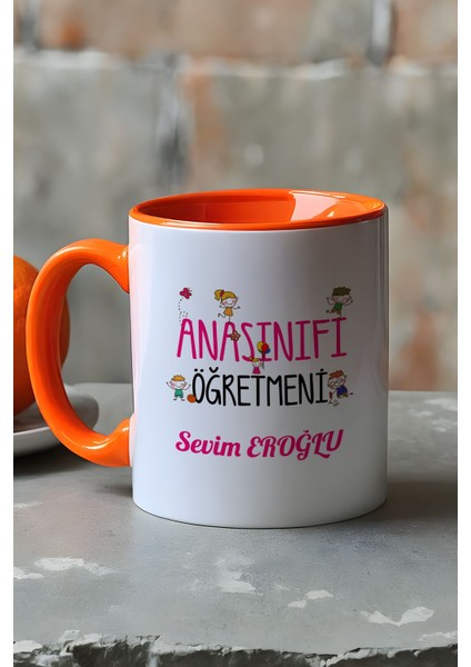 Kişiye Özel Anasınıfı Öğretmeni -2- Kupa Bardak Turuncu Öğretmenler Günü Hediyesi fırsatları