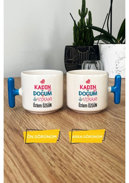 Kişiye Özel Kadın Doğum Uzmanı Kupa Bardak T Kulplu Mavi Tıp Bayramı Hediyeleri