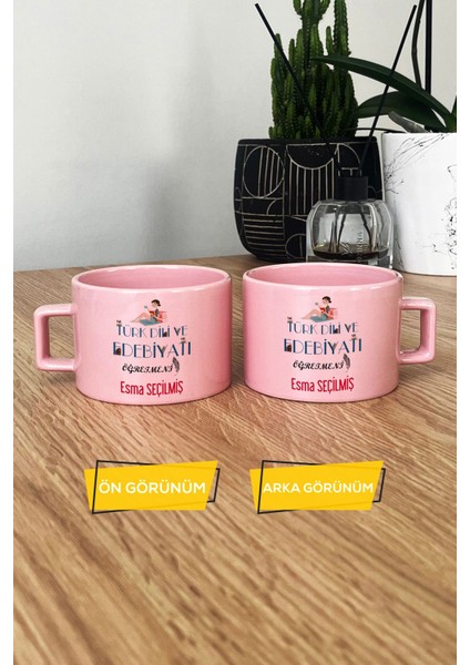 Kişiye Özel Kadın Türk Dili ve Edebiyatı Öğretmeni Pastel Fincan Pembe Öğretmenler Günü Hediyesi modelleri