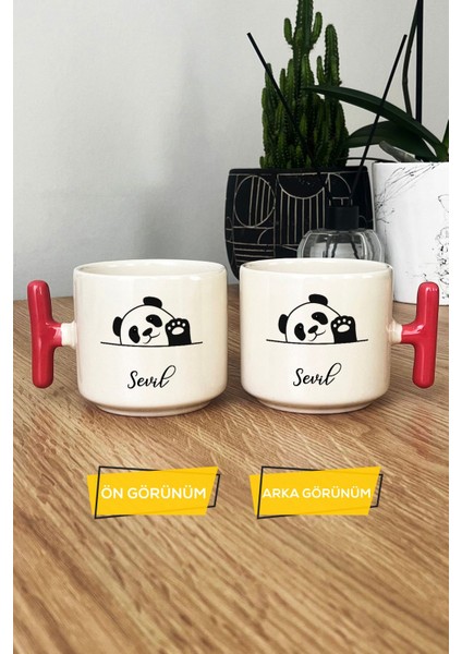 Kişiye Özel Sevimli Panda Kupa Bardak T Kulplu Pembe Pandalı Hediye modelleri
