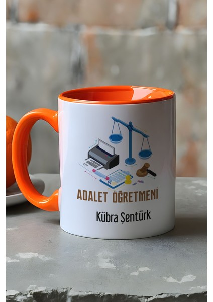 Kişiye Özel Adalet Öğretmeni Kupa Bardak Turuncu Öğretmenler Günü Hediyesi fırsatları