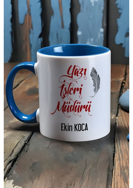 Kişiye Özel Yazı Işleri Müdürü Kupa Bardak Mavi