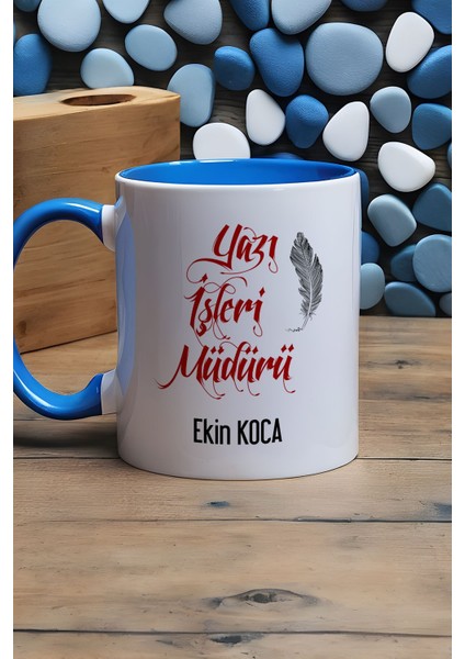Kişiye Özel Yazı Işleri Müdürü Kupa Bardak Mavi modelleri
