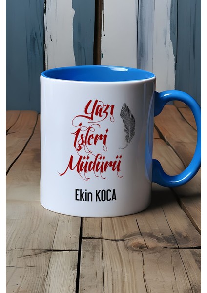 Kişiye Özel Yazı Işleri Müdürü Kupa Bardak Mavi indirimleri