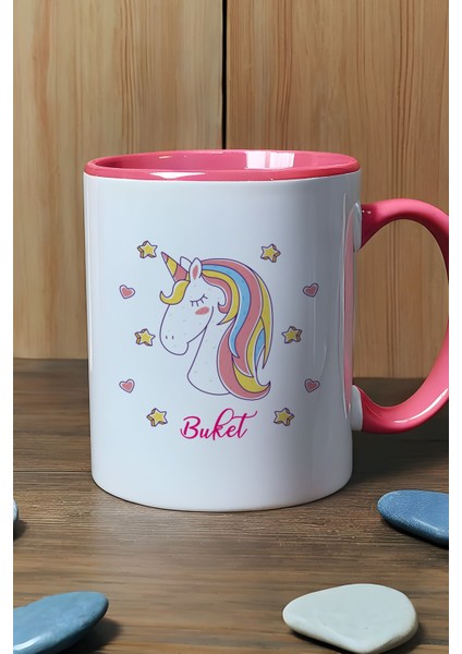 Kişiye Özel Unicorn Kupa Bardak Pembe Kız Çocuğa Doğum Günü Hediyesi