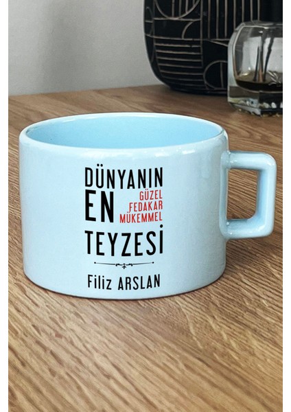 Kişiye Özel Teyzeye Hediye Pastel Fincan Mavi Teyzeye Doğum Günü Hediyesi fiyatları