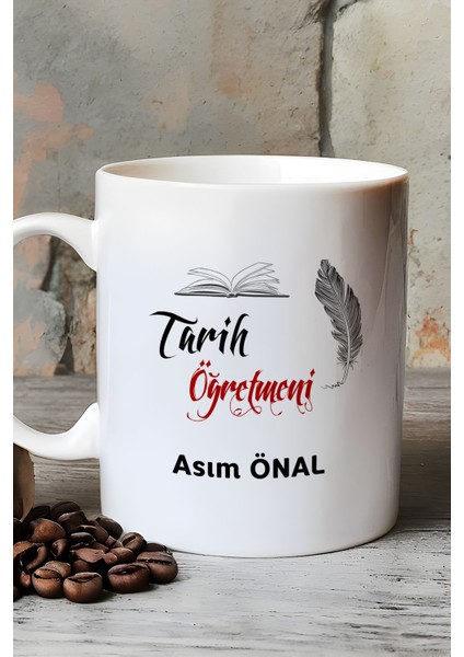 Kişiye Özel Tarih Öğretmeni Kupa Bardak Beyaz Öğretmenler Günü Hediyesi