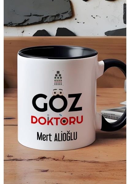 Kişiye Özel Göz Doktoru Kupa Bardak Siyah Isme Özel Tıp Bayramı Hediyeleri