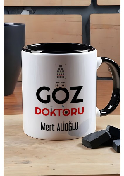 Kişiye Özel Göz Doktoru Kupa Bardak Siyah Isme Özel Tıp Bayramı Hediyeleri modelleri