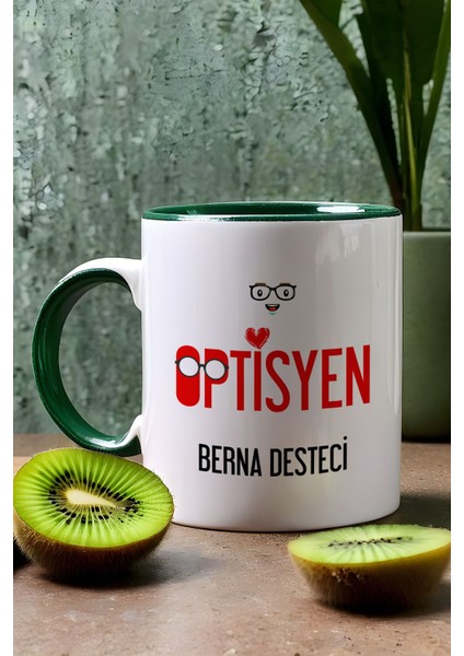 Kişiye Özel Optisyen Kupa Bardak Yeşil Isme Özel Tıp Bayramı Hediyeleri