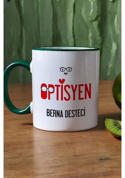 Kişiye Özel Optisyen Kupa Bardak Yeşil Isme Özel Tıp Bayramı Hediyeleri