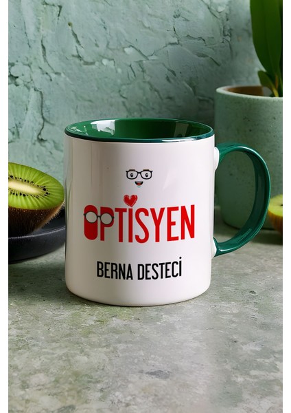Kişiye Özel Optisyen Kupa Bardak Yeşil Isme Özel Tıp Bayramı Hediyeleri