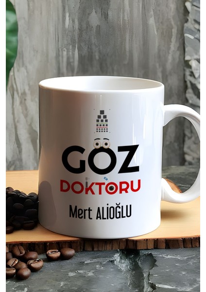 Kişiye Özel Göz Doktoru Kupa Bardak Beyaz Isme Özel Tıp Bayramı Hediyeleri