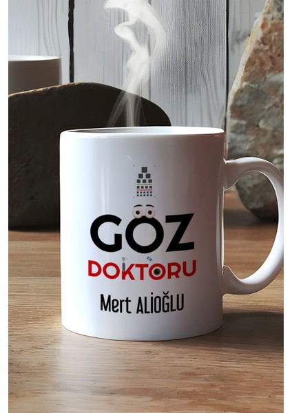 Kişiye Özel Göz Doktoru Kupa Bardak Beyaz Isme Özel Tıp Bayramı Hediyeleri