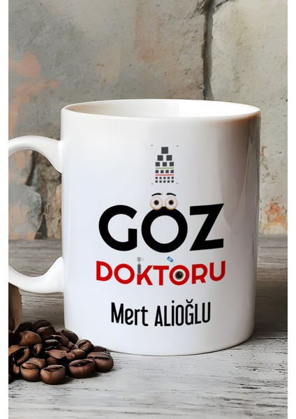 Kişiye Özel Göz Doktoru Kupa Bardak Beyaz Isme Özel Tıp Bayramı Hediyeleri