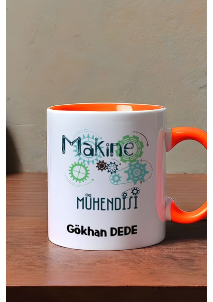 Kişiye Özel Makine Mühendisi Kupa Bardak Turuncu Mühendisler Günü Hediyesi modelleri