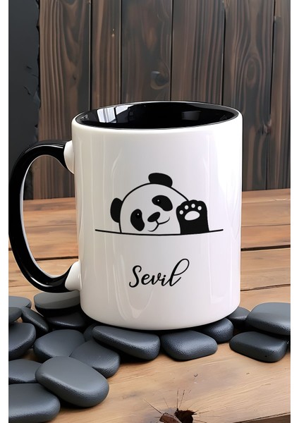 Kişiye Özel Sevimli Panda Kupa Bardak Siyah Pandalı Hediye fiyatları