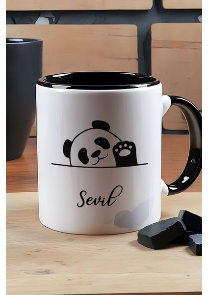 Kişiye Özel Sevimli Panda Kupa Bardak Siyah Pandalı Hediye modelleri