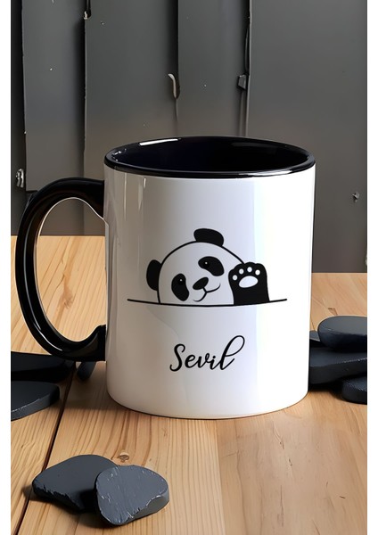 Kişiye Özel Sevimli Panda Kupa Bardak Siyah Pandalı Hediye fırsatları
