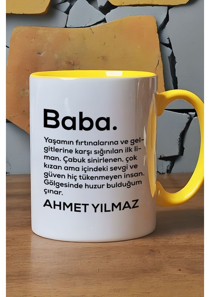 Kişiye Özel Baba Kupa Bardak Sarı Isme Özel Babalar Günü Hediyesi fırsatları