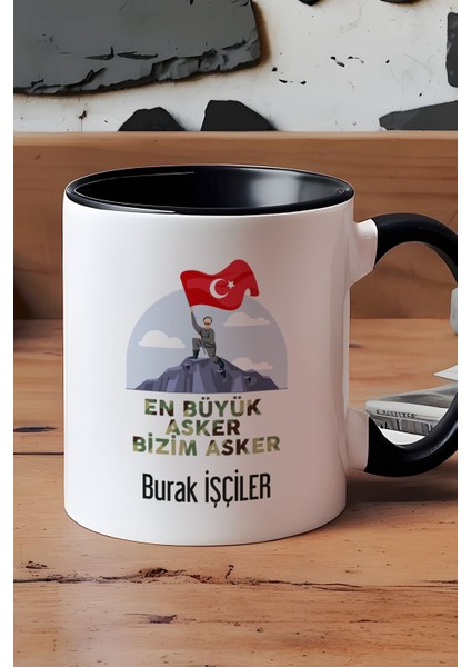 Kişiye Özel En Büyük Asker Kupa Bardak Siyah Askere Hediye