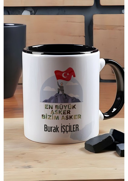 Kişiye Özel En Büyük Asker Kupa Bardak Siyah Askere Hediye modelleri