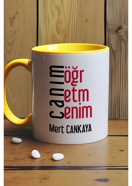 Kişiye Özel Öğretmenler Günü Hediyesi Kupa Bardak Sarı Erkek Öğretmen