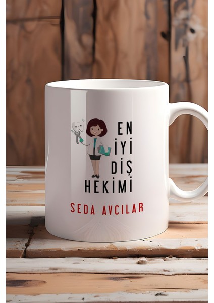 Kişiye Özel Kadın En Iyi Diş Hekimi Kupa Bardak Beyaz