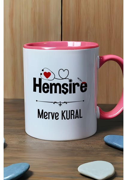 Kişiye Özel Hemşire Kupa Bardak Pembe Isme Özel Tıp Bayramı Hediyesi