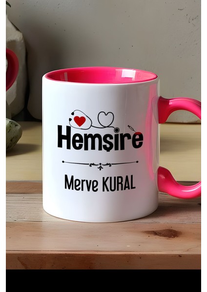 Kişiye Özel Hemşire Kupa Bardak Pembe Isme Özel Tıp Bayramı Hediyesi modelleri