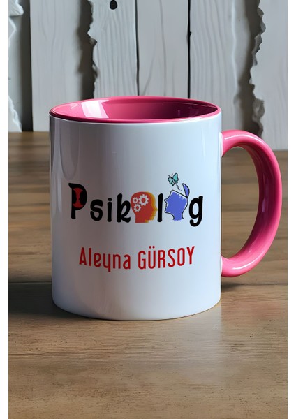 Kişiye Özel Psikolog Kupa Bardak Pembe Isme Özel Tıp Bayramı Hediyeleri