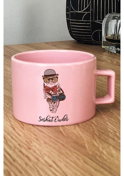 Kişiye Özel Fotoğrafçı Baykuş Pastel Fincan Pembe Hayvan Figürlü fiyatları