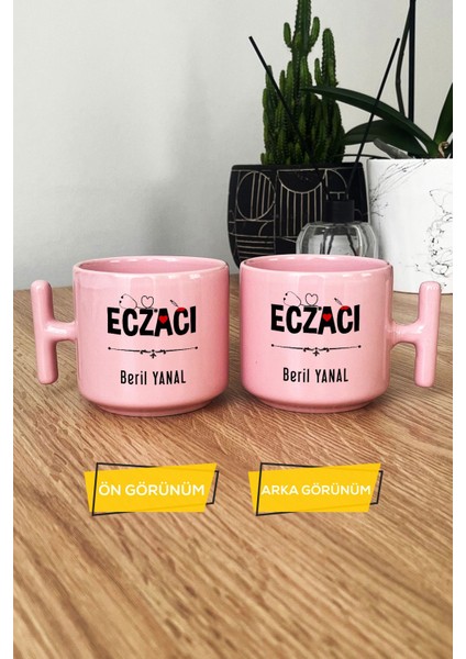 Kişiye Özel Eczacı Pastel T Kulplu Kupa Bardak Pembe Tıp Bayramı Hediyesi modelleri