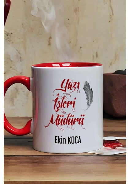 Kişiye Özel Yazı Işleri Müdürü Kupa Bardak Kırmızı