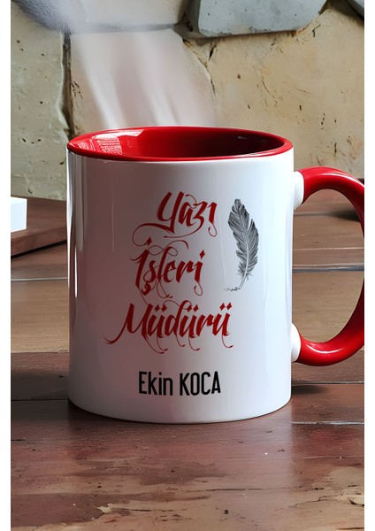 Kişiye Özel Yazı Işleri Müdürü Kupa Bardak Kırmızı modelleri