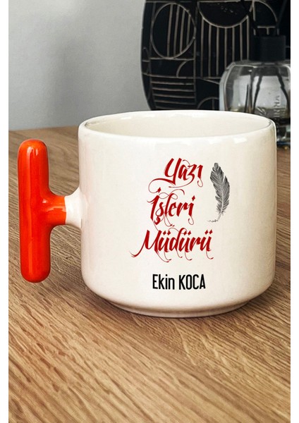 Kişiye Özel Yazı Işleri Müdürü Kupa Bardak T Kulplu Turuncu